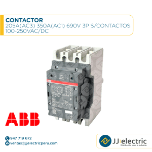 Contactor 205A(AC3) 350A(AC1) 690V 3P s/contactos 100-250VAC/DC - ABB