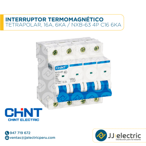 Interruptor Termomagnético Tetrapolar, 16A, 6Ka / NXB-63 4P C16 6kA - CHINT