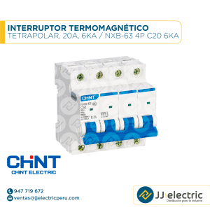 Interruptor Termomagnético Tetrapolar, 20A, 6Ka / NXB-63 4P C20 6kA - CHINT