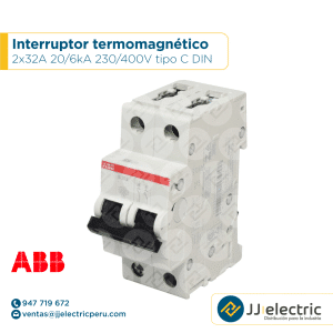 Interruptor termomagnético 2x32A 20/6kA 230/400V tipo C DIN - ABB