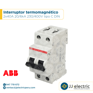 Interruptor termomagnético 2x40A 20/6kA 230/400V tipo C DIN - ABB