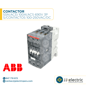 Contactor 53A(AC3) 100A(AC1) 690V 3P s/contactos 100-250VAC/DC - ABB