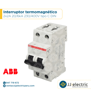 Interruptor termomagnético 2x2A 20/6kA 230/400V tipo C DIN - ABB