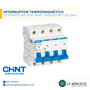Interruptor Termomagnético Tetrapolar, 63A, 6Ka / NXB-63 4P C63 6kA - CHINT