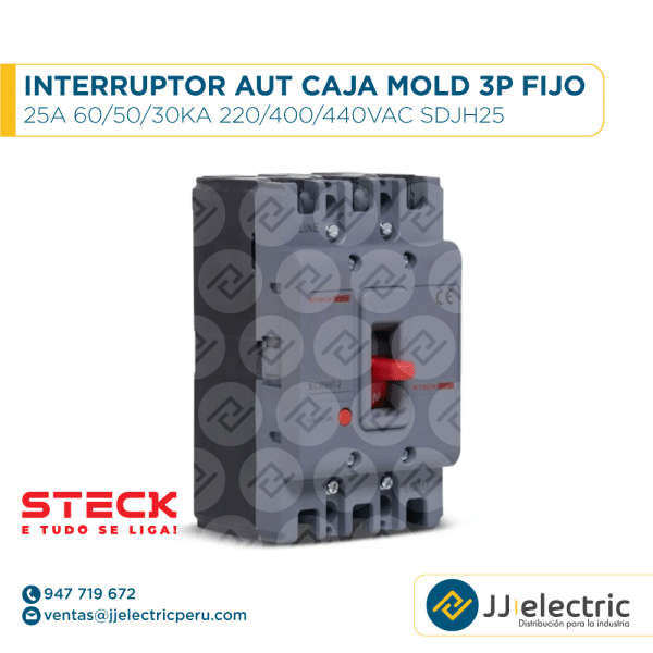 Interruptor Aut Caja Moldeada 3P Fijo 25A 60/50/30Ka 220/400/440Vac Sdjh25 - STECK
