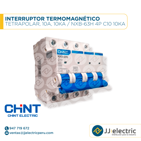 Interruptor Termomagnético Tetrapolar, 10A, 10Ka / NXB-63H 4P C10 10kA - CHINT