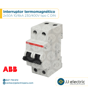 Interruptor termomagnético 2x50A 10/6kA 230/400V tipo C DIN - ABB