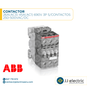Contactor 26A(AC3) 45A(AC1) 690V 3P s/contactos 250-500VAC/DC - ABB