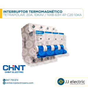 Interruptor Termomagnético Tetrapolar, 20A, 10Ka / NXB-63H 4P C20 10kA - CHINT