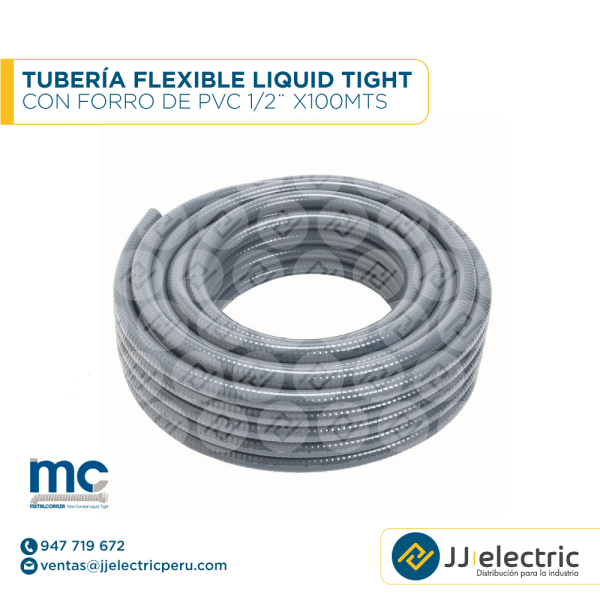 Tubería flexible Liquid Tight con forro de PVC 1/2¨ x100mts - METAL CORAZA