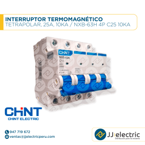 Interruptor Termomagnético Tetrapolar, 25A, 10Ka / NXB-63H 4P C25 10kA - CHINT