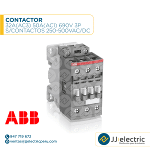 Contactor 32A(AC3) 50A(AC1) 690V 3P s/contactos 250-500VAC/DC - ABB