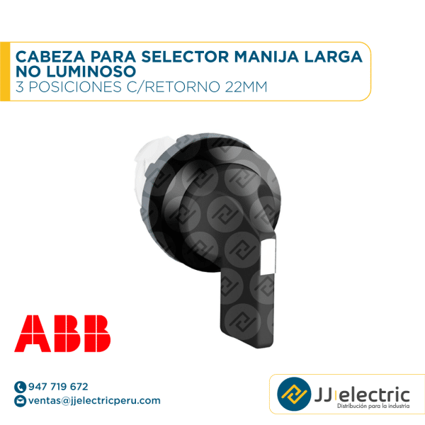 Cabeza para selector manija larga no luminoso 3 posiciones c/retorno 22mm - ABB
