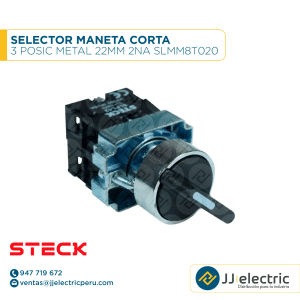 Selector Maneta Corta 3 Posic Metal 22Mm 2Na Slmm8T020 - STECK