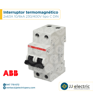 Interruptor termomagnético 2x63A 10/6kA 230/400V tipo C DIN - ABB