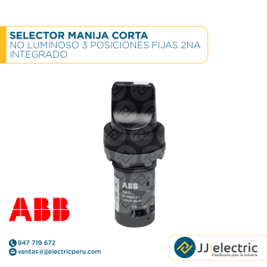 Selector manija corta no luminoso 3 posiciones fijas 2NA integrado - ABB