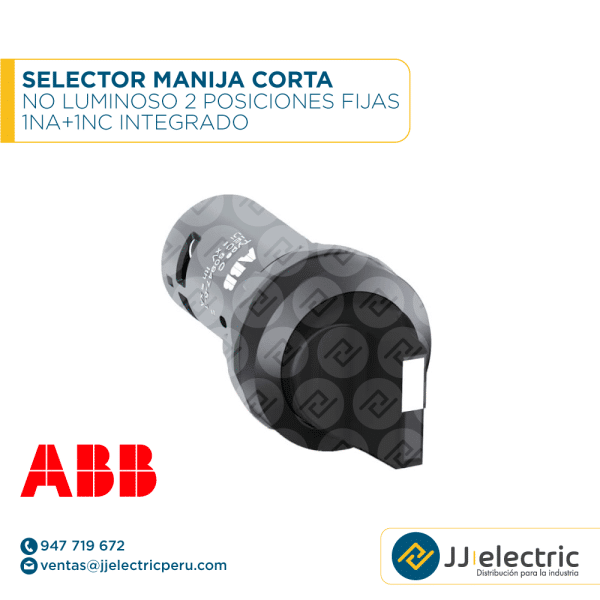 Selector manija corta no luminoso 2 posiciones fijas 1NA+1NC integrado - ABB