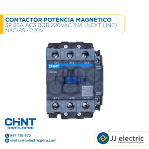 Contactor Potencia Magnetico 3P 85A Ac3 Bob 220Vac 1Na (Next Line) / NXC-85 - 220V - CHINT