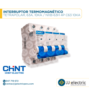 Interruptor Termomagnético Tetrapolar, 63A, 10Ka / NXB-63H 4P C63 10kA - CHINT