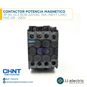 Contactor Potencia Magnetico 3P 9A Ac3 Bob 220Vac 1Na (Next Line) / NXC-09 - 220V - CHINT