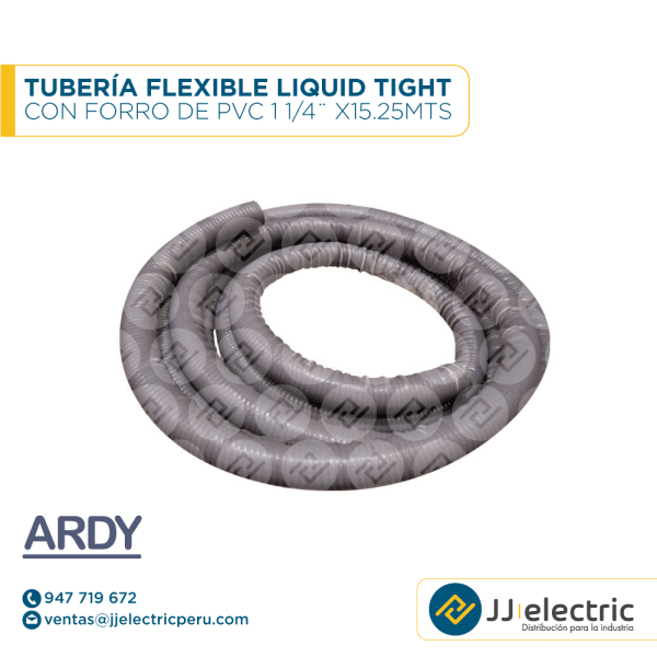 Tubería flexible Liquid Tight con forro de PVC 1 1/4¨ x15.25mts - ARDY