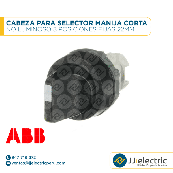 Cabeza para selector manija corta no luminoso 3 posiciones fijas 22mm - ABB