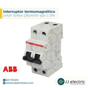Interruptor termomagnético 2x10A 10/6kA 230/400V tipo C DIN - ABB