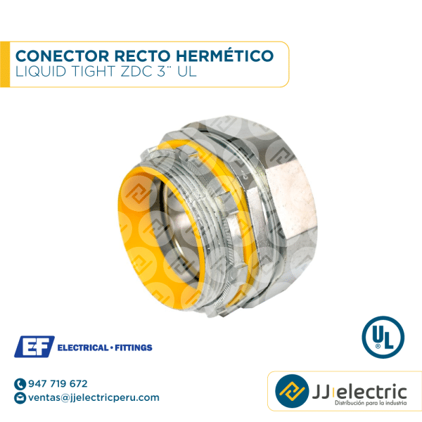 Conector recto hermético Liquid Tight ZDC 3¨ UL - E.F.