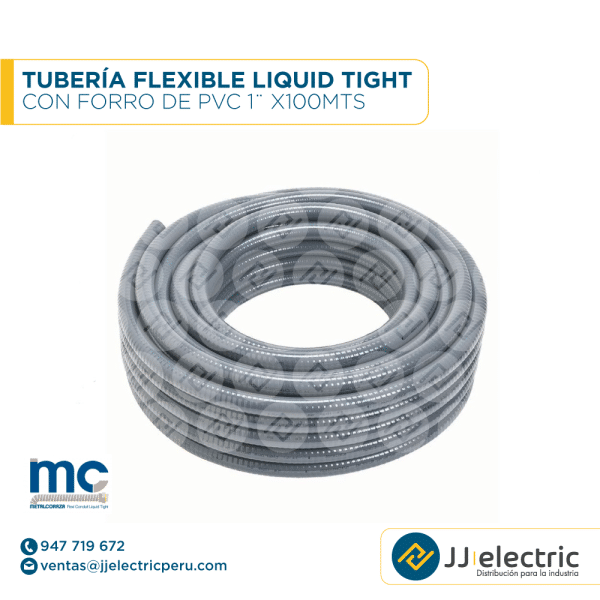 Tubería flexible Liquid Tight con forro de PVC 1¨ x100mts - METAL CORAZA