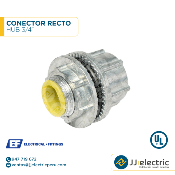 Conector recto HUB 3/4¨ - E.F.
