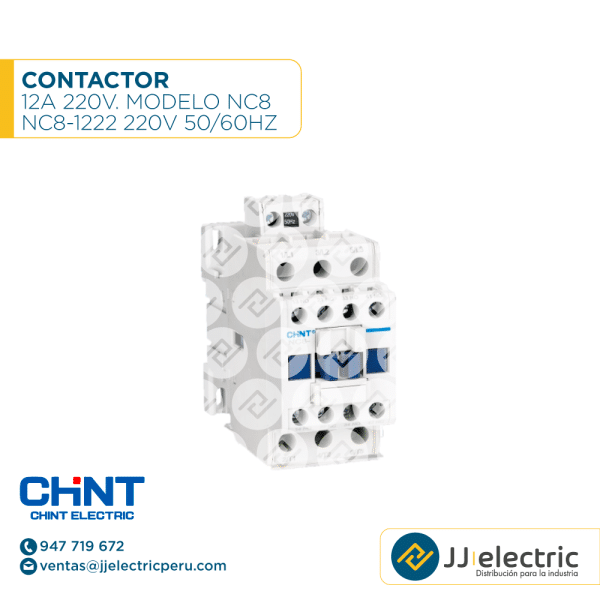 Contactor 12A 220V. Modelo Nc8 / NC8-1222 220V 50/60Hz - CHINT