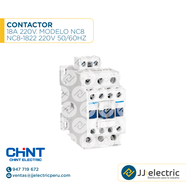 Contactor 18A 220V. Modelo Nc8 / NC8-1822 220V 50/60Hz - CHINT