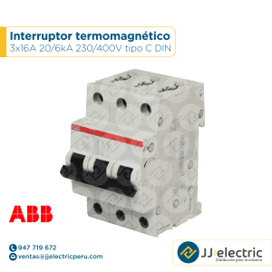 Interruptor termomagnético 3x16A 20/6kA 230/400V tipo C DIN - ABB