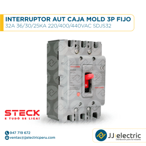 Interruptor Aut Caja Moldeada 3P Fijo 32A 36/30/25Ka 220/400/440Vac Sdjs32 - STECK