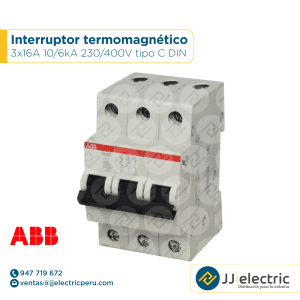 Interruptor termomagnético 3x16A 10/6kA 230/400V tipo C DIN - ABB