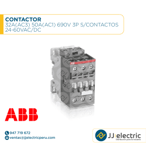 Contactor 32A(AC3) 50A(AC1) 690V 3P s/contactos 24-60VAC/DC - ABB