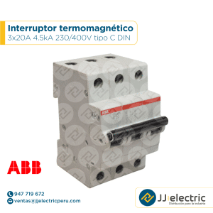 Interruptor termomagnético 3x20A 4.5kA 230/400V tipo C DIN - ABB