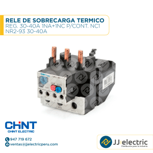Rele De Sobrecarga Termico Reg. 30-40A 1Na+1Nc P/Cont. Nc1 / NR2-93 30-40A - CHINT