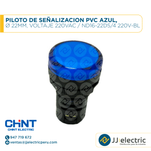 Piloto De Señalizacion Pvc Azul, Ø 22Mm, Voltaje 220Vac / ND16-22DS/4 220V-BL - CHINT
