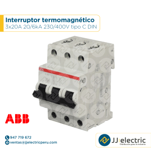 Interruptor termomagnético 3x20A 20/6kA 230/400V tipo C DIN - ABB