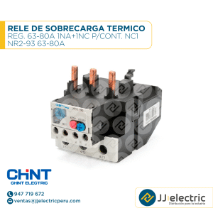 Rele De Sobrecarga Termico Reg. 63-80A 1Na+1Nc P/Cont. Nc1 / NR2-93 63-80A - CHINT