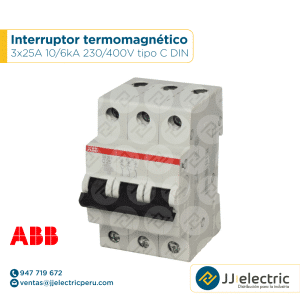 Interruptor termomagnético 3x25A 10/6kA 230/400V tipo C DIN - ABB
