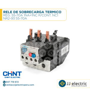 Rele De Sobrecarga Termico Reg. 55-70A 1Na+1Nc P/Cont. Nc1 / NR2-93 55-70A - CHINT