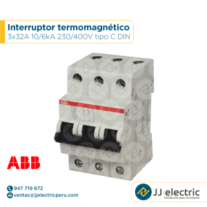 Interruptor termomagnético 3x32A 10/6kA 230/400V tipo C DIN - ABB