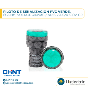 Piloto De Señalizacion Pvc Verde, Ø 22Mm, Voltaje 380Vac / ND16-22DS/4 380V-GR - CHINT