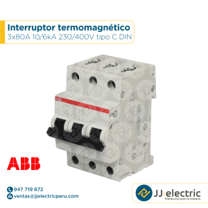 Interruptor termomagnético 3x80A 10/6kA 230/400V tipo C DIN - ABB