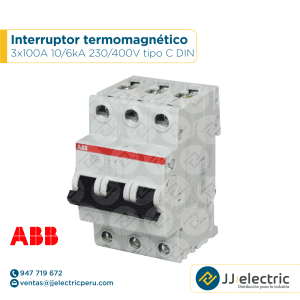 Interruptor termomagnético 3x100A 10/6kA 230/400V tipo C DIN - ABB