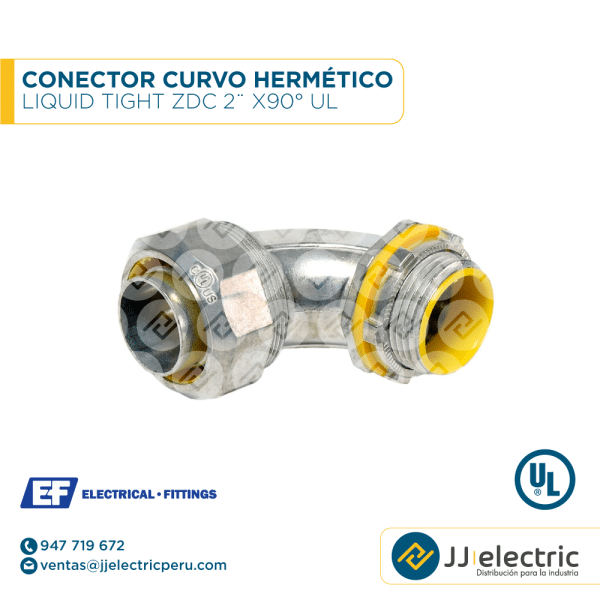 Conector curvo hermético Liquid Tight ZDC 2¨ x90° UL - E.F.