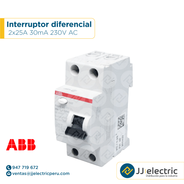 Interruptor diferencial 2x25A 30mA 230V AC - ABB