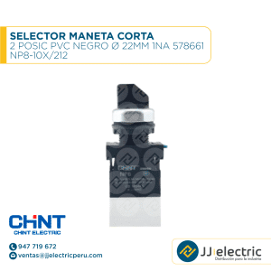 Selector Maneta Corta 2 Posic Pvc Negro Ø 22Mm 1Na 578661 / NP8-10X/212 - CHINT